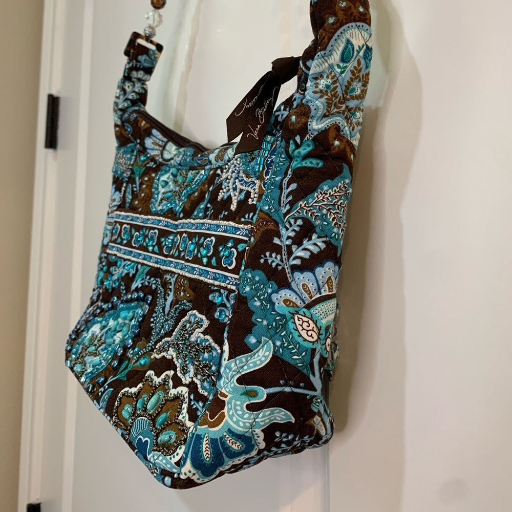 Vera Bradley Upcycled Beaded Java Blue Handbag - Picture 6 of 11